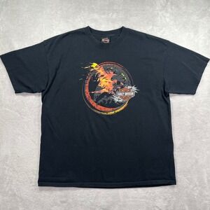 Harley Davidson Graphic Shirt Mens XXL Black Cancun Mexico Eagle Flame Biker Tee